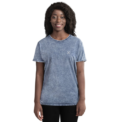 Teesafrique Sustainable Embroidered Logo Denim Graphic Womens Tee