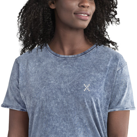 Teesafrique Sustainable Embroidered Logo Denim Graphic Womens Tee