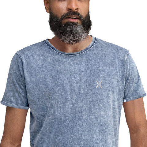 Teesafrique Sustainable Embroidered Logo Denim Graphic Mens Tee