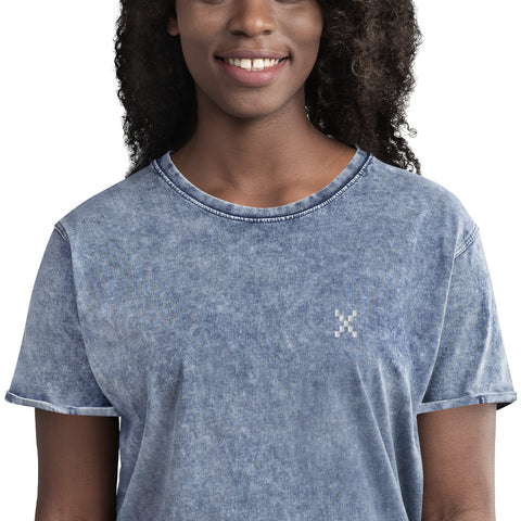 Teesafrique Sustainable Embroidered Logo Denim Graphic Womens Tee