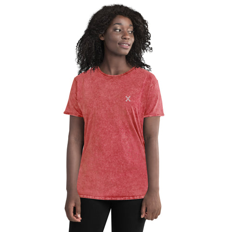 Teesafrique Sustainable Embroidered Logo Denim Graphic Womens Tee
