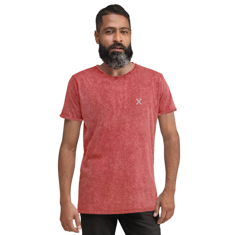 Teesafrique Sustainable Embroidered Logo Denim Graphic Mens Tee