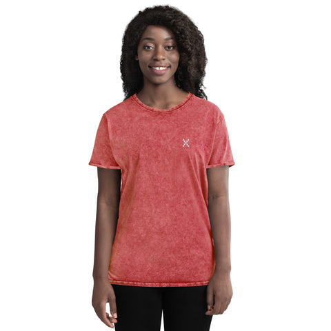 Teesafrique Sustainable Embroidered Logo Denim Graphic Womens Tee