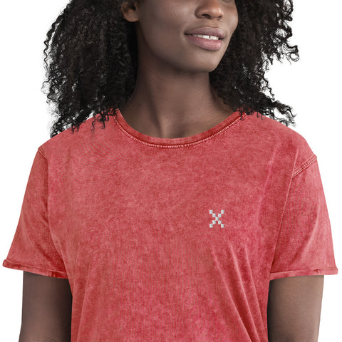 Teesafrique Sustainable Embroidered Logo Denim Graphic Womens Tee