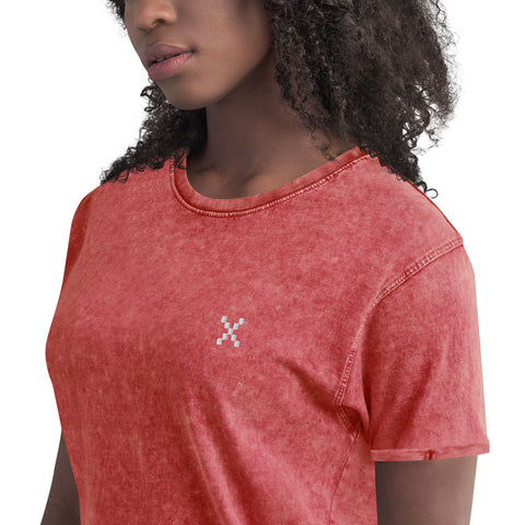 Teesafrique Sustainable Embroidered Logo Denim Graphic Womens Tee