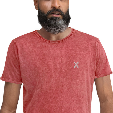 Teesafrique Sustainable Embroidered Logo Denim Graphic Mens Tee