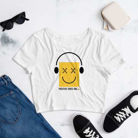 Teesafrique Sustainable Streetics Positive vibes Emoji Crop Top