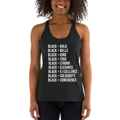 Teesafrique Sustainable  Black is Statement piece Women's Racerback Tank