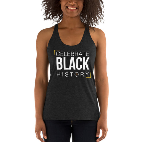 Teesafrique Sustainable Celebrate Black History Statement piece wht Women's Racerback Tank
