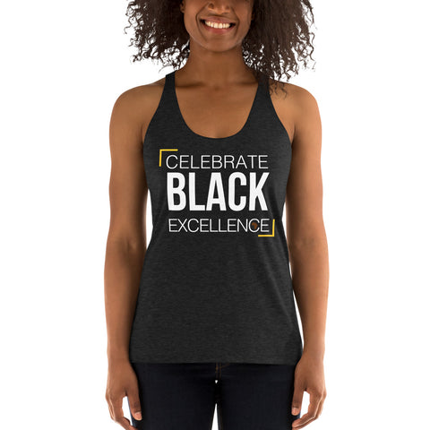 Teesafrique Sustainable Celebrate Black Excellence Statement piece wht Women's Racerback Tank
