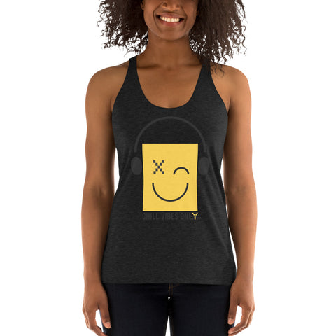 Teesafrique Sustainable chill Vibes Only Emoji Statement Women's Racerback Tank