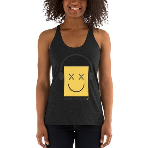 Teesafrique Sustainable Positive Vibes Only Emoji Statement Women's Racerback Tank