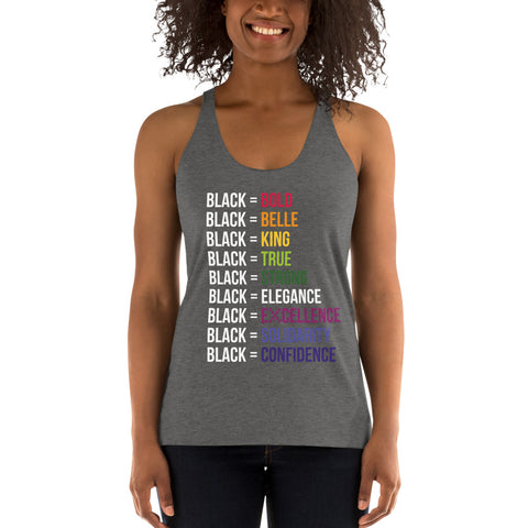 Teesafrique Sustainable  Black is Statement piece Women's Racerback Tank