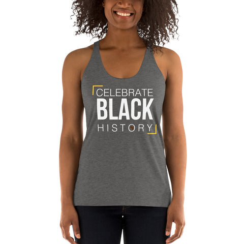 Teesafrique Sustainable Celebrate Black History Statement piece wht Women's Racerback Tank