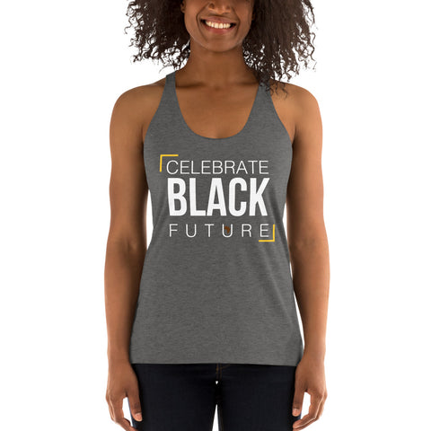 Teesafrique Sustainable Celebrate Black Future Statement piece wht Women's Racerback Tank