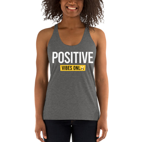 Teesafrique Sustainable Positive Vibes Only Statement white Women's Racerback Tank
