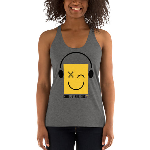 Teesafrique Sustainable chill Vibes Only Emoji Statement Women's Racerback Tank