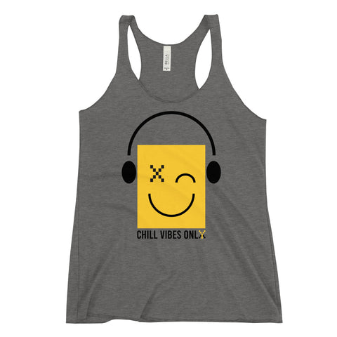 Teesafrique Sustainable chill Vibes Only Emoji Statement Women's Racerback Tank